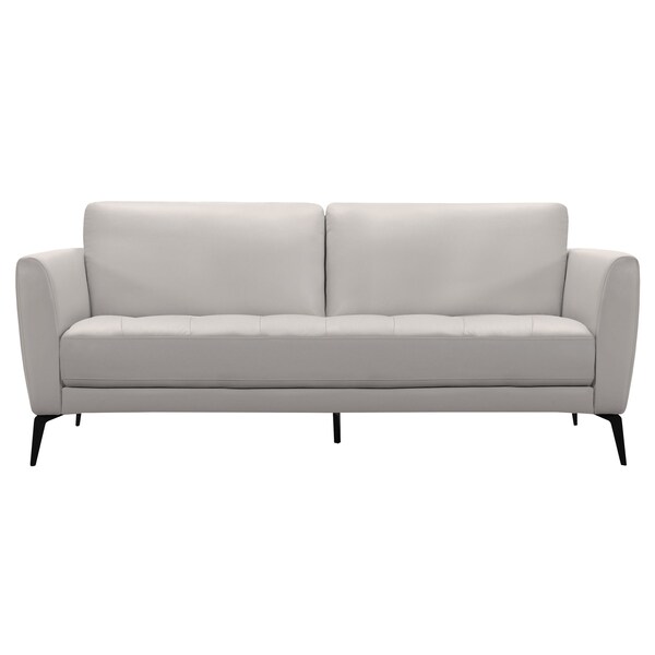 Armen Living Hope Contemporary Sofa in Genuine Dove Gray Leather with Black Metal Legs LCHP3GR - main